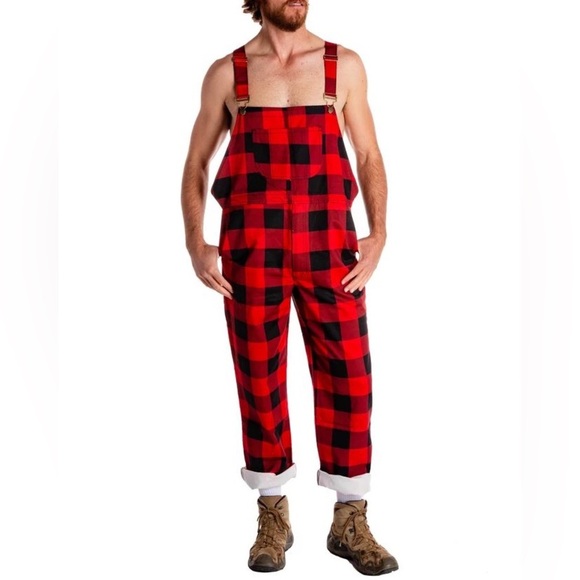 Shinesty Plaid Overalls in Black & Red - Picture 1 of 7